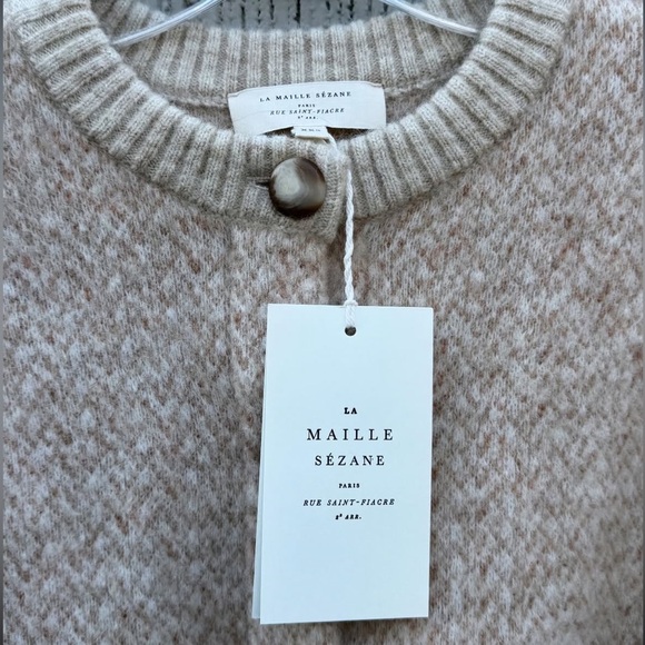 Sezane Teo Jacket in Mottled Beige Cardigan - Picture 4 of 11